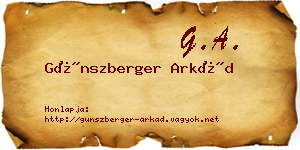 Günszberger Arkád névjegykártya